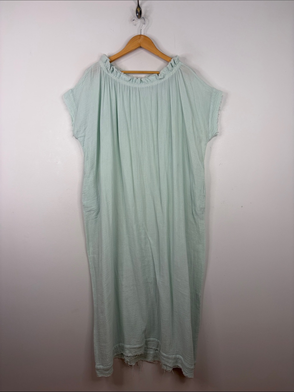 Mikoh Mirakami Dress Women 2 Medium Mint Green Cotton Gauze Loose Cover Up Maxi